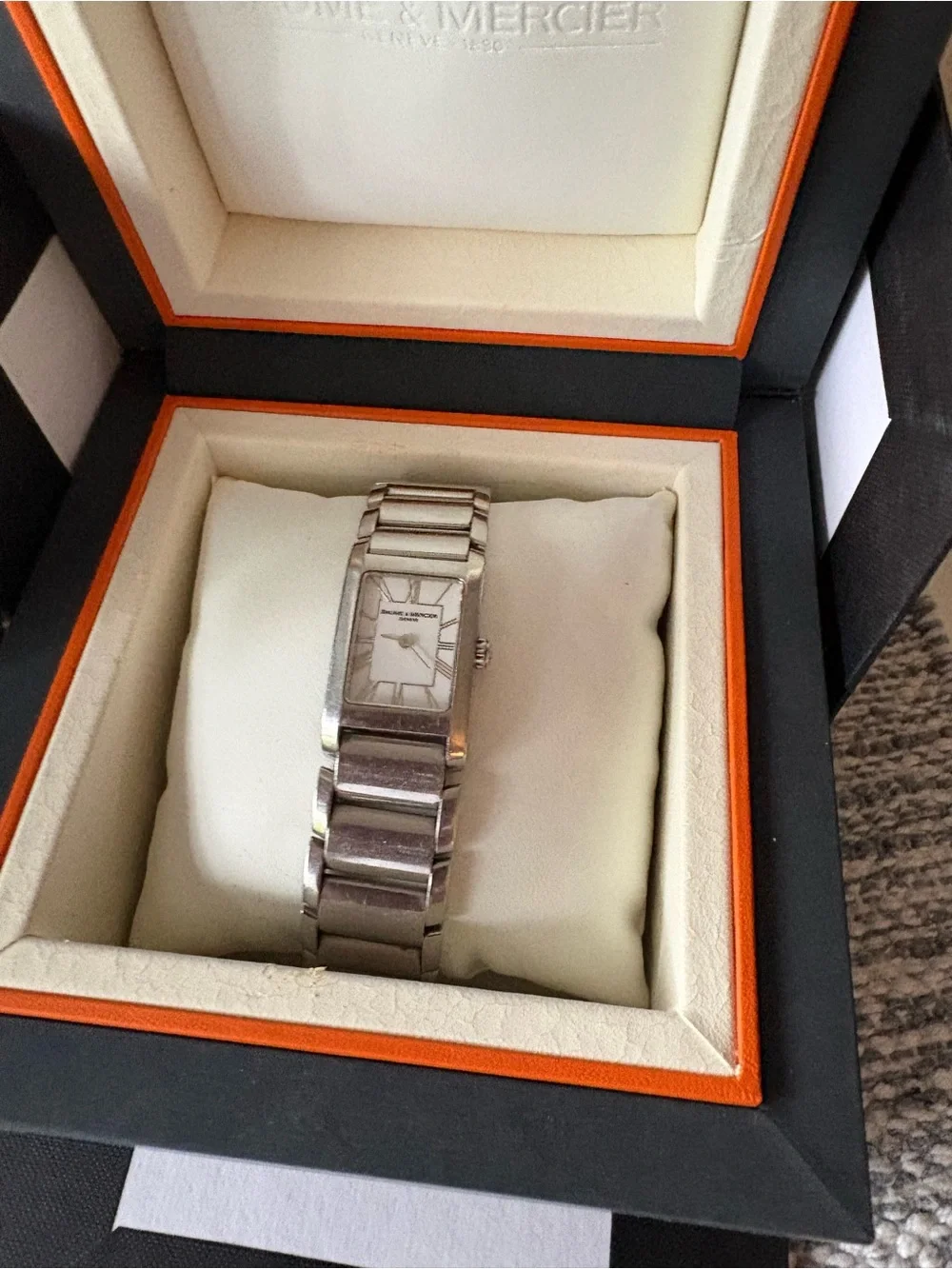 Women’ Baume & Mercier Hampton Classic Silver Rectangular Bracelet Watch